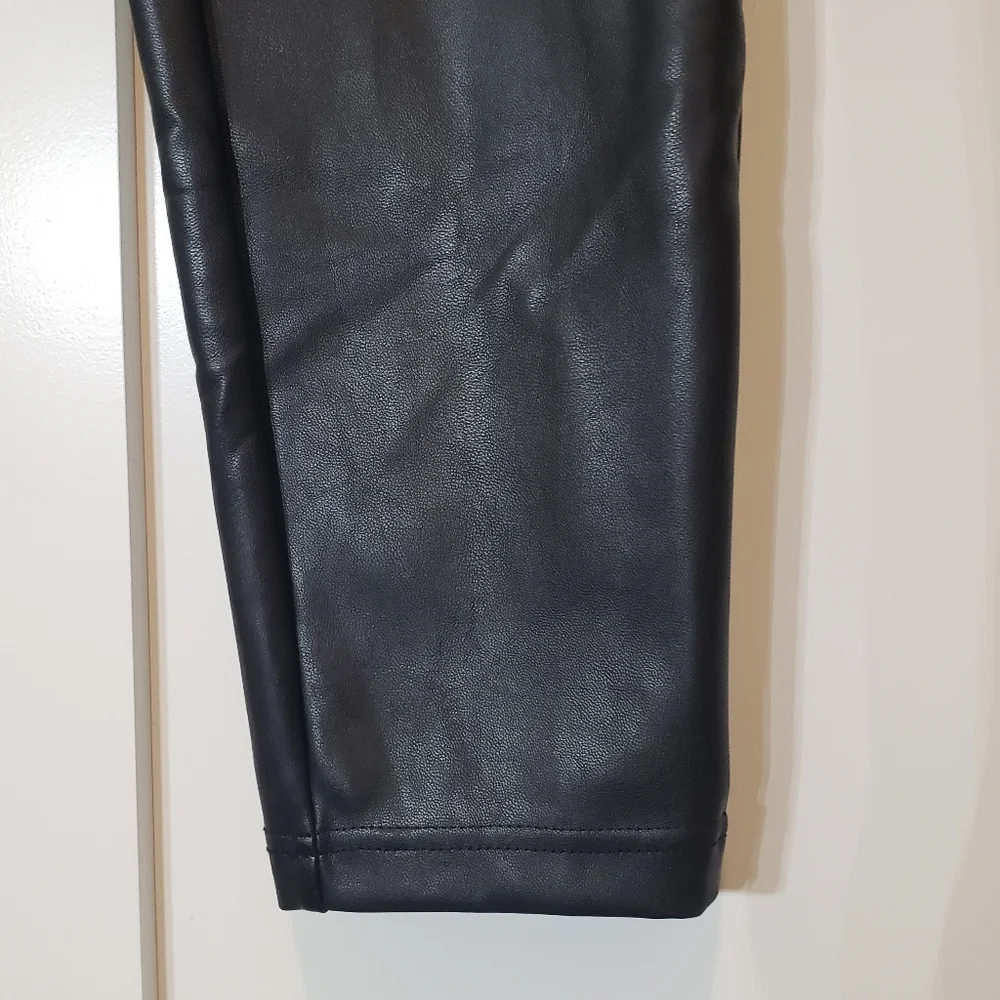Laundry By Shelli Segal Black Faux Vegan Leather Hi Rise Pants Size Large New